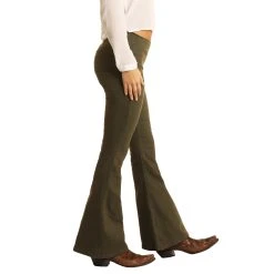 Rock & Roll Denim Ladies Olive Green Bargain Bell Jeans W1P6157 -WesternWearWonder W1P6157 AZ