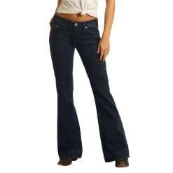 Rock & Roll Cowgirl Mid Rise Extra Stretch Dark Wash Jeans W8M4164 -WesternWearWonder W8M4164 min