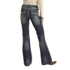 Rock & Roll Denim Ladies Mid Rise Dark Vintage Trouser Jeans W8M9516