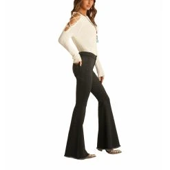 Rock & Roll Denim Ladies Black High Rise Bell Bottom Jeans WPB1656 -WesternWearWonder WPB1656 A