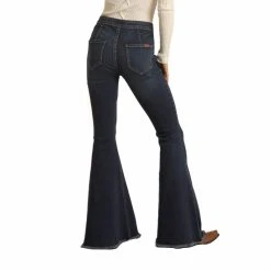 Rock & Roll Cowgirl Ladies Dark Wash Bargain Bell Bottoms WPB1657 -WesternWearWonder WPB1657 B