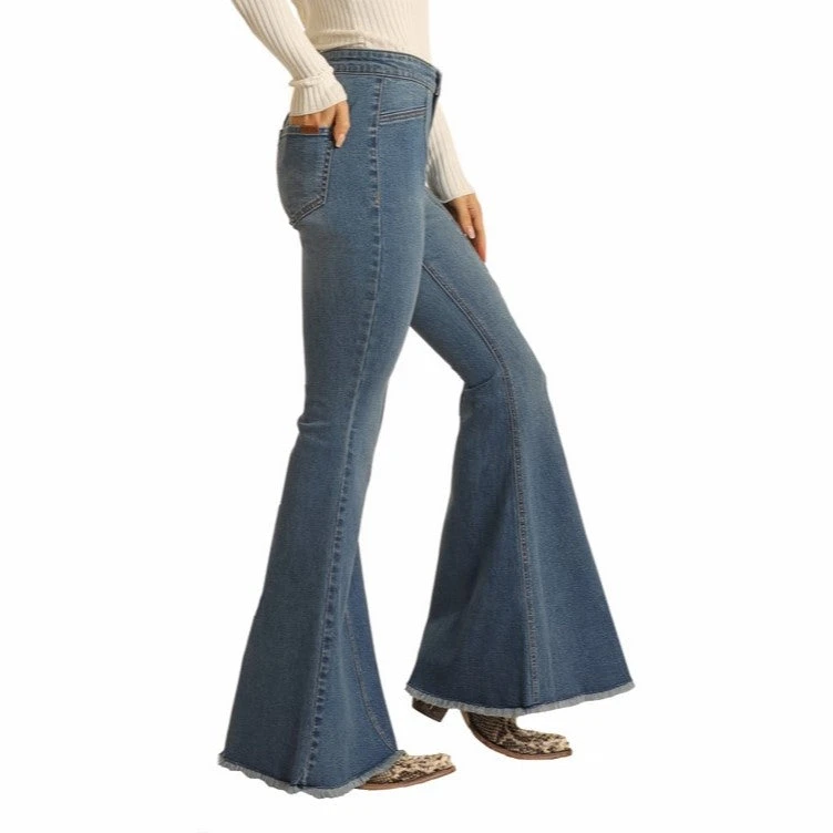 Rock & Roll Denim Ladies Medium Wash Bargain Bell Bottoms WPB1658 4 Rock & Roll Denim Ladies Medium Wash Bargain Bell Bottoms WPB1658 - Image 2