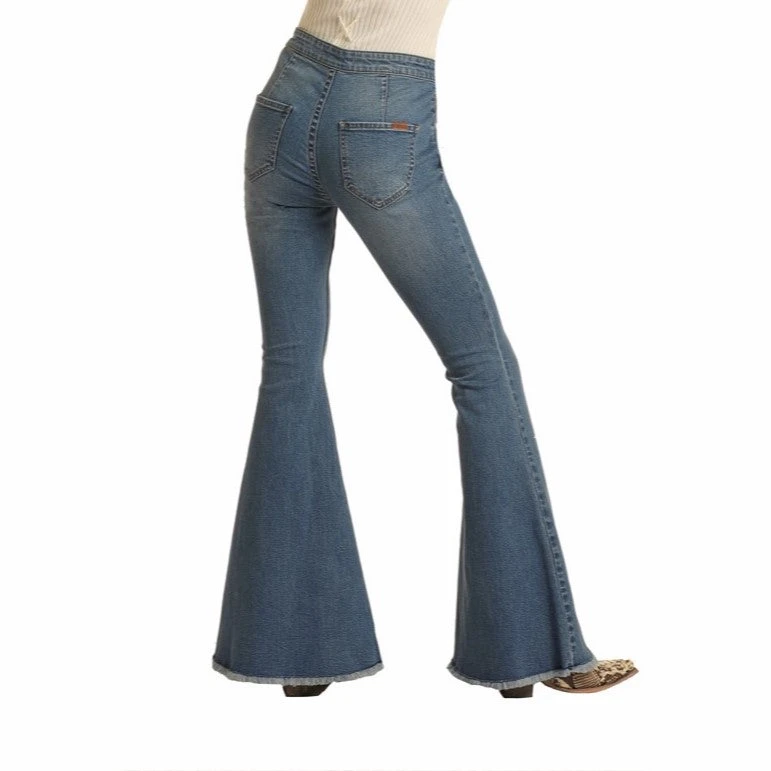 Rock & Roll Denim Ladies Medium Wash Bargain Bell Bottoms WPB1658 5 Rock & Roll Denim Ladies Medium Wash Bargain Bell Bottoms WPB1658 - Image 3