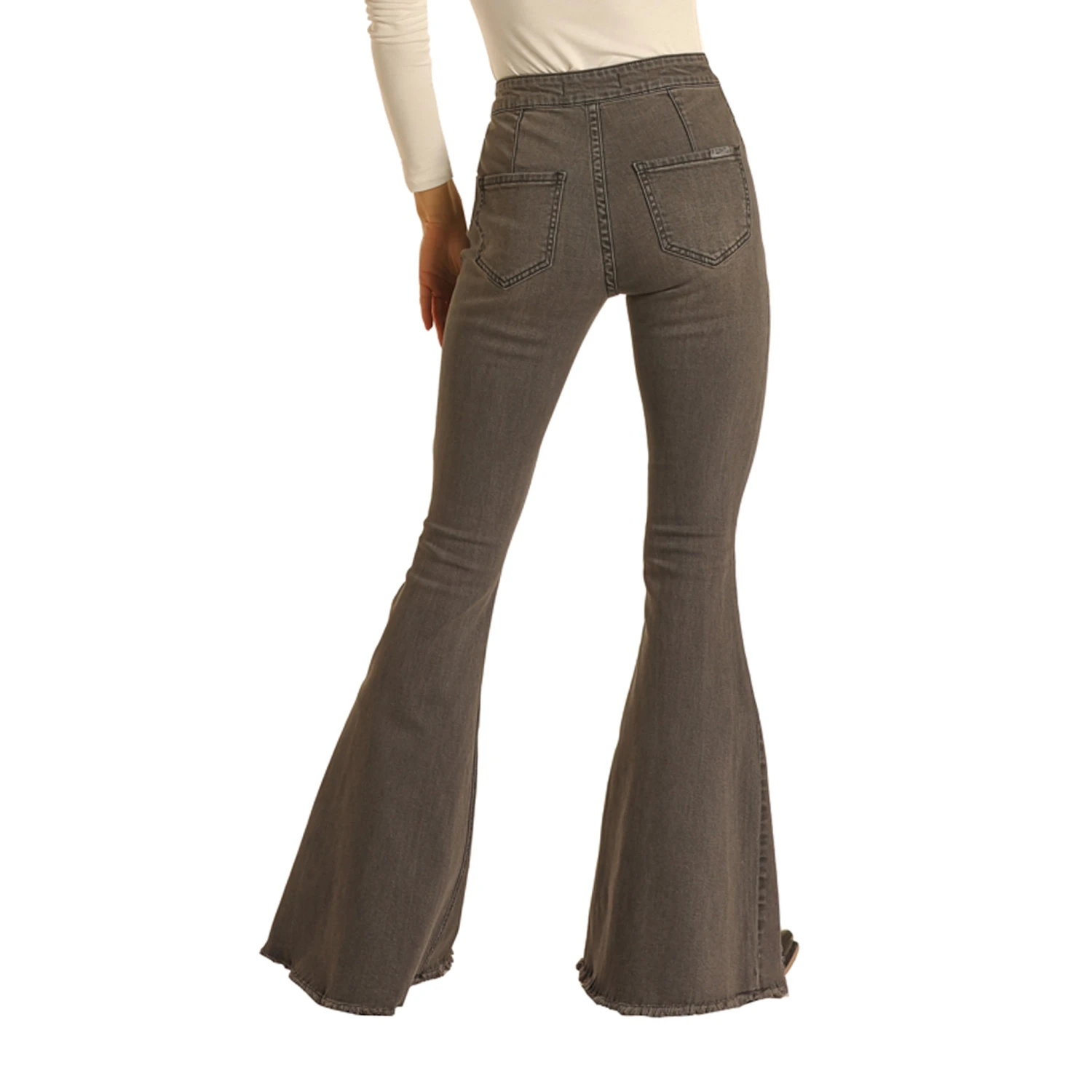 Rock & Roll Cowgirl Grey High Rise Bell Bottom Jeans 4 Rock & Roll Cowgirl Grey High Rise Bell Bottom Jeans - Image 2