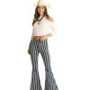 Rock & Roll Cowgirl Navy Striped Bell Bottom Jeans -WesternWearWonder WPB2674