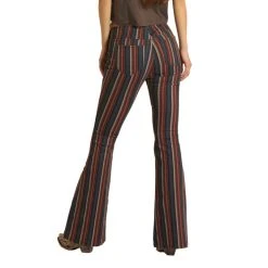 Rock & Roll Cowgirl Women's Bargain Bell High Rise Stripe Jeans WPH1651 -WesternWearWonder WPH1651 B