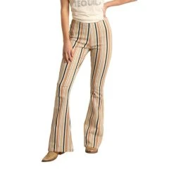 Rock & Roll Denim Juniors Striped Bargain Bell Flare Jeans WPH3504