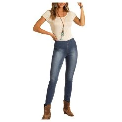 Rock & Roll Denim Ladies High Rise Pull On Skinny Jeans WPS9754