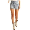 Rock & Roll Ladies Belted Light Wash Shorts RRWD68RZTL 1 Rock & Roll Ladies Belted Light Wash Shorts RRWD68RZTL -WesternWearWonder beltedfront