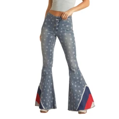 Rock & Roll Denim Ladies Americana Bargain Button Bell Jeans RRWD7PRZU5