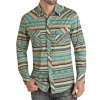 Rock & Roll Denim® Men's Aztec Stripe Woven Teal Snap Button Down Shirt RRMSOSR0PZ -WesternWearWonder r0pz