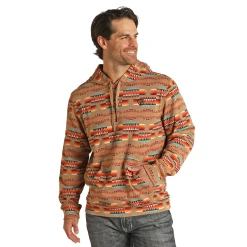 Rock & Roll Denim Men's Aztec Printed Tan Hoodie RRMT94R11S-27
