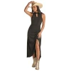 Rock & Roll Denim Ladies Ribbed Black Maxi Dress RRWRD0R0ZA-01 -WesternWearWonder rrwrd0r0za