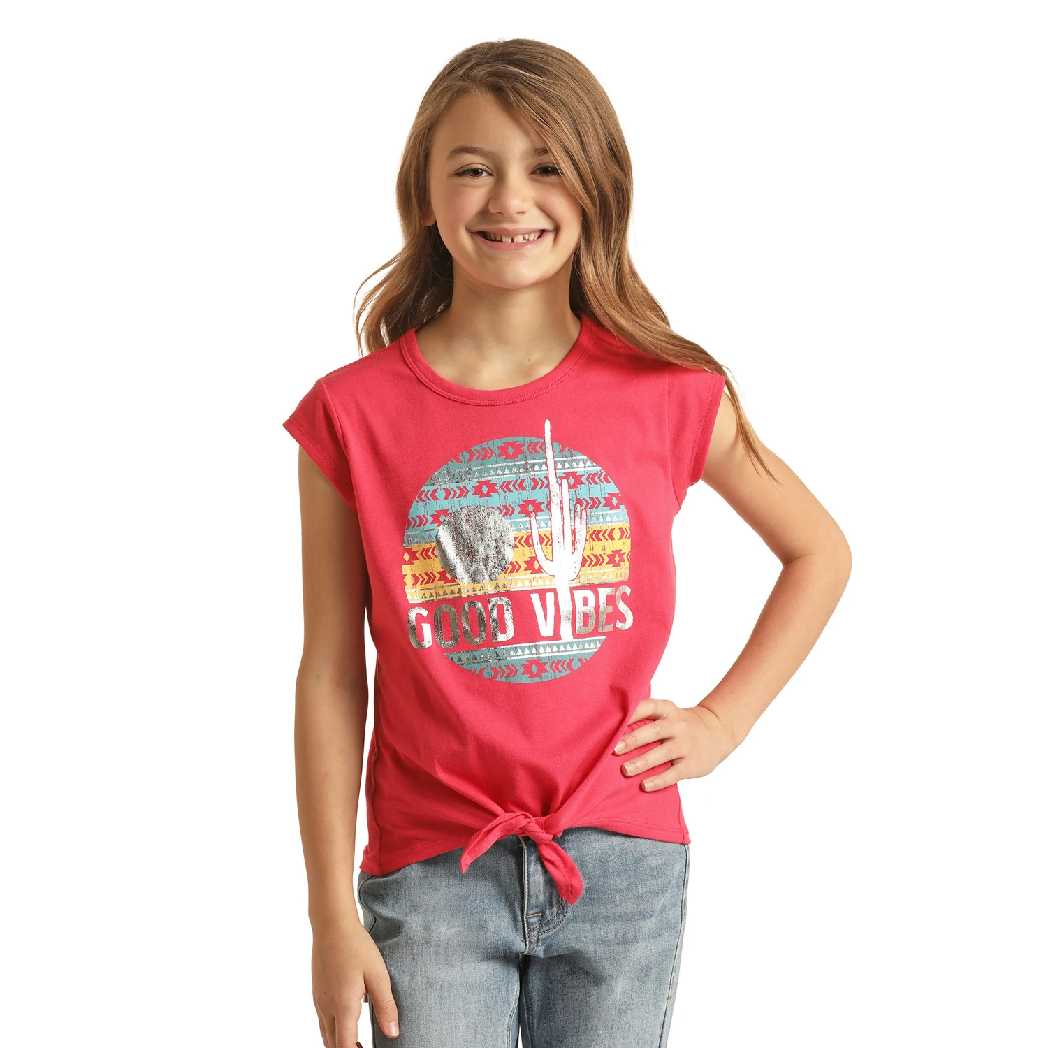Rock & Roll Girl's Good Vibes Graphic Hot Pink T-Shirt RRGT21RZM0 3 Rock & Roll Girl's Good Vibes Graphic Hot Pink T-Shirt RRGT21RZM0