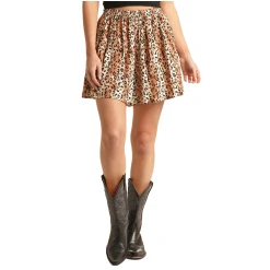 Rock & Roll Ladies Leopard Print Khaki Shorts RRWB68RZO0