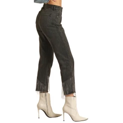 Rock & Roll Denim Ladies High Rise Chain Fringe Straight Cropped Jeans RRWD9HRZQV 7 Rock & Roll Denim Ladies High Rise Chain Fringe Straight Cropped Jeans RRWD9HRZQV -WesternWearWonder side321