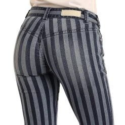 Rock & Roll Denim Ladies Mid Rise Flare Jeans W1F3462 -WesternWearWonder str bk