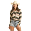 Rock & Roll Cowgirl Girl's Zigzag Print Long Sleeve Snap Shirt B4S3031 2 Rock & Roll Cowgirl Girl's Zigzag Print Long Sleeve Snap Shirt B4S3031 -WesternWearWonder thank