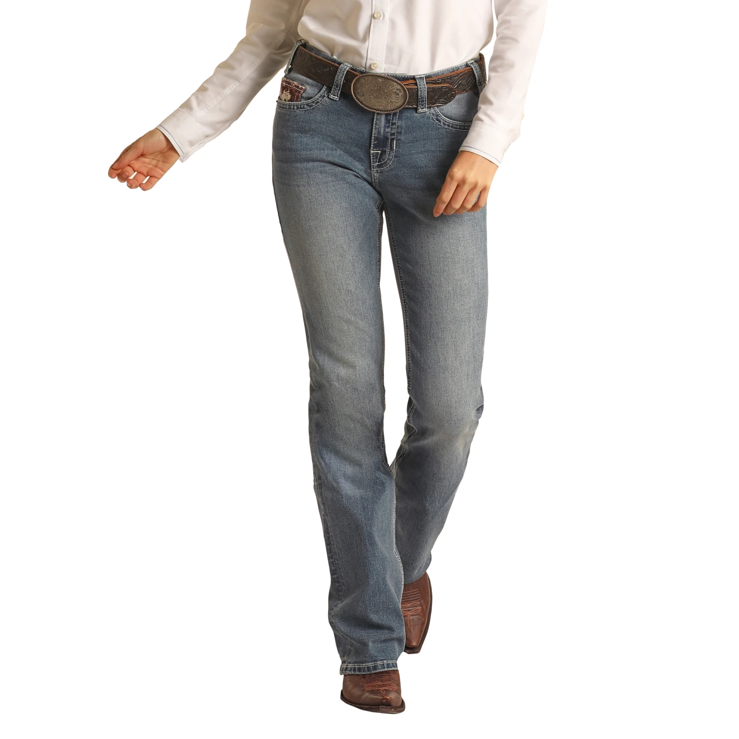 Rock & Roll Cowgirl® Ladies Vintage Wash Riding Bootcut Jeans W7-2714 4 Rock & Roll Cowgirl® Ladies Vintage Wash Riding Bootcut Jeans W7-2714 - Image 2